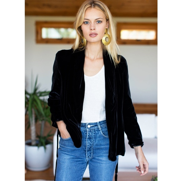 Emerson Fry Black Paris Silk Velvet Women's Blazer XL